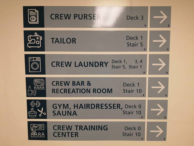 cruise ship crew sign directions