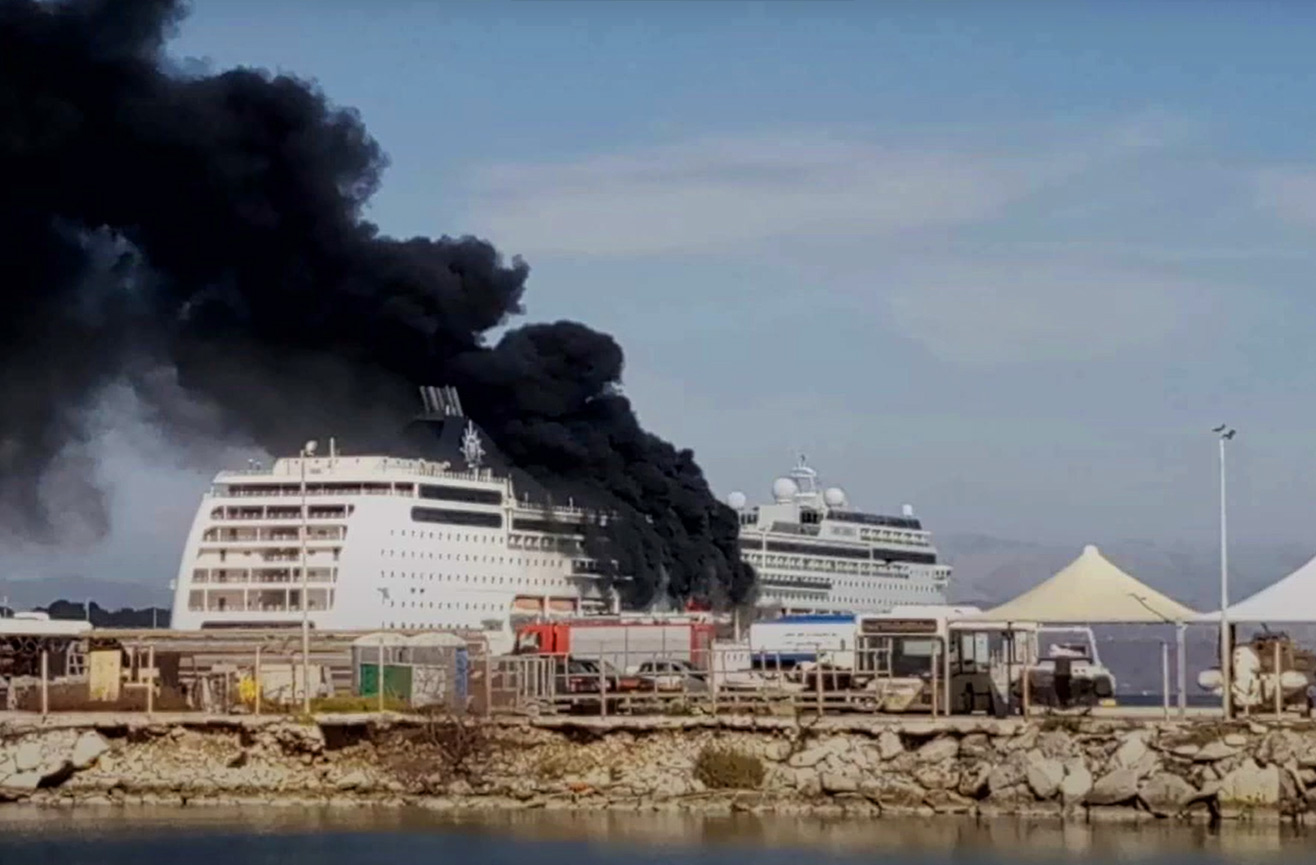 cruise ship engine on fire