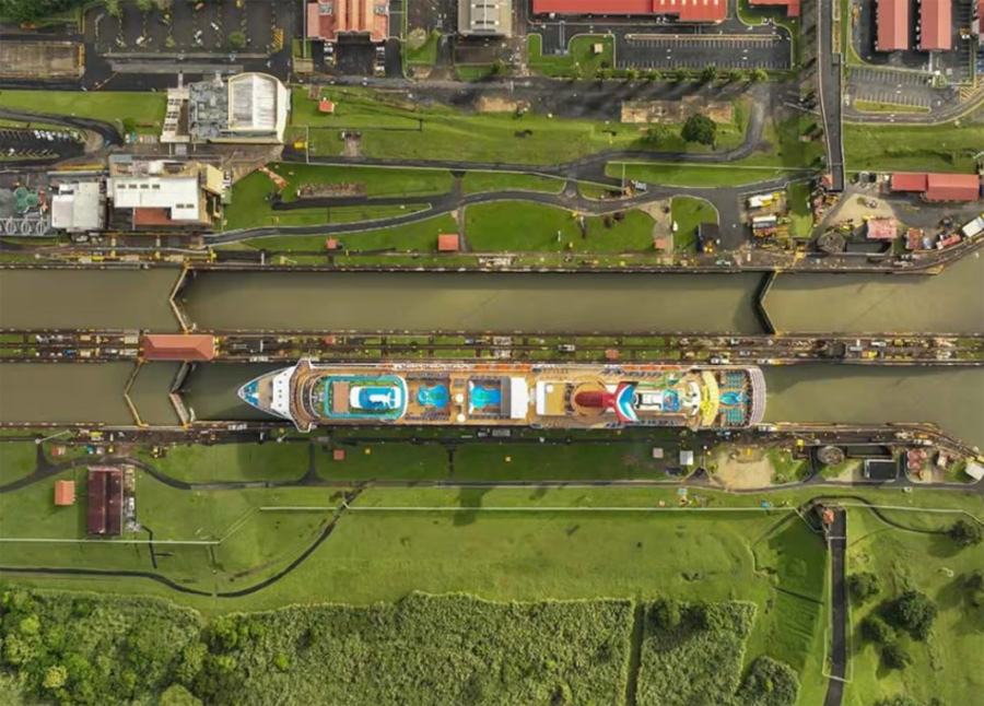 Carnival Spirit is the first cruise ship to transit the Panama Canal